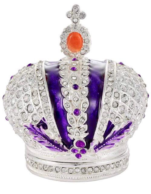 FABERGE Enameled & Jeweled Coronation Crown Trinket Box: Beautiful Studded and Enameled Faberge Inspired Trinket-Jewelry Box â€“ It is in Never Displayed Condition â€“ Multiple Photos Posted