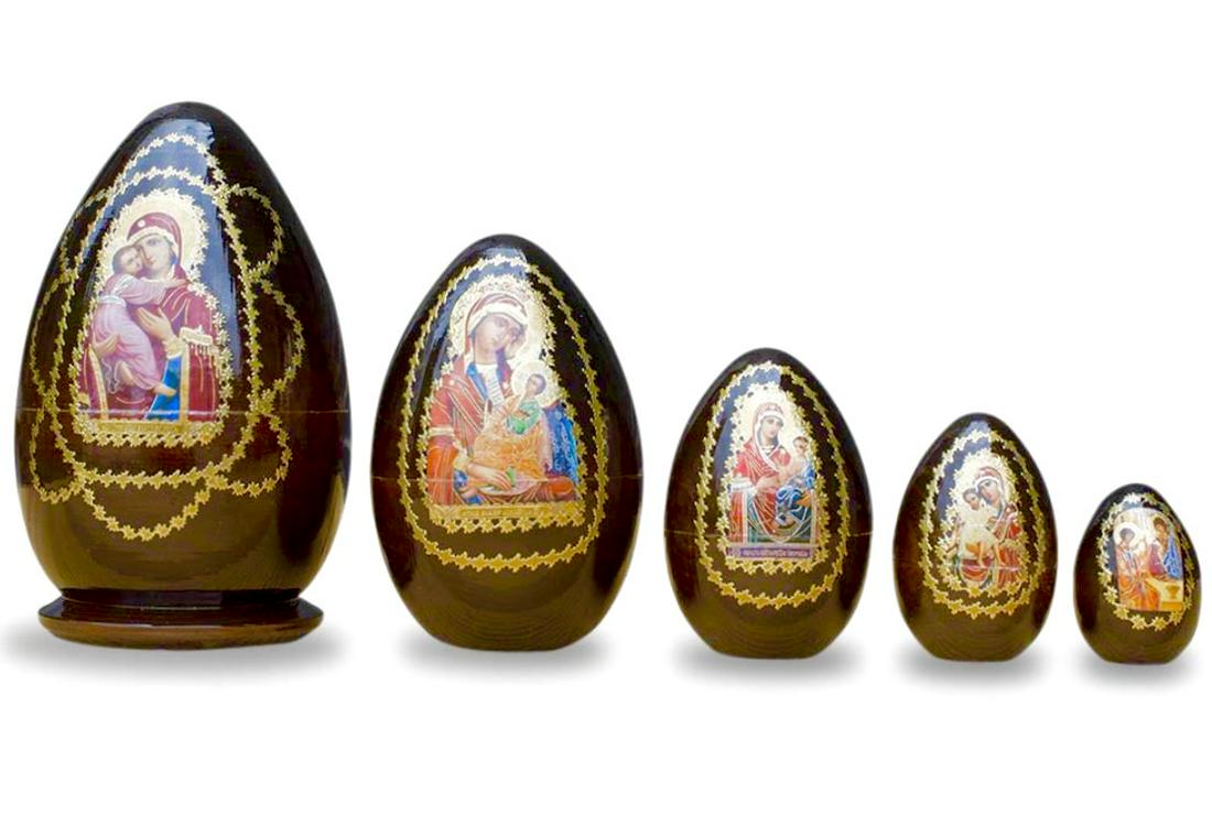 Russian Religious Icons Hand Painted Wood Nesting Dolls: Beautiful Set â€“ Perfect Condition â€“ Hand Painted Russian Nesting Dolls â€“ Up to 6.5 Inches Tall â€“ Multiple Photos Posted