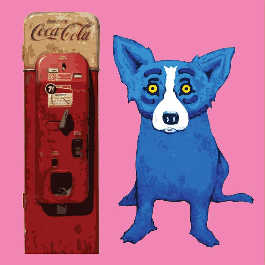 Rodrigue Blue Dog COCA-COLA Canvas Art Print: 16 x 16 / Does Not Come Framed / Shipped in a Mailing Tube / This is a Decorative Print / This is Not an Original Oil and is Not Hand Signed by the Artist