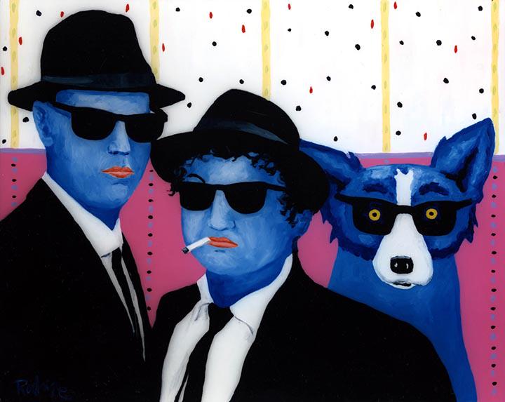 Rodrigue Blue Dog Art Blues Brothers Canvas Art Print: 20 x 20 / Does Not Come Framed / Shipped in a Mailing Tube / This is a Decorative Print / This is Not an Original Oil and is Not Hand Signed by the Artist