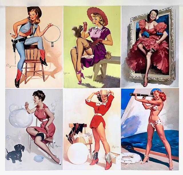 Lot of 6 GIL ELVGREN Risque Pin Up Girl Art Lithographs: Lot of 6 Lithograph Posters 8 x 10 by Renowned Pin Up Artist Gil Elvgren