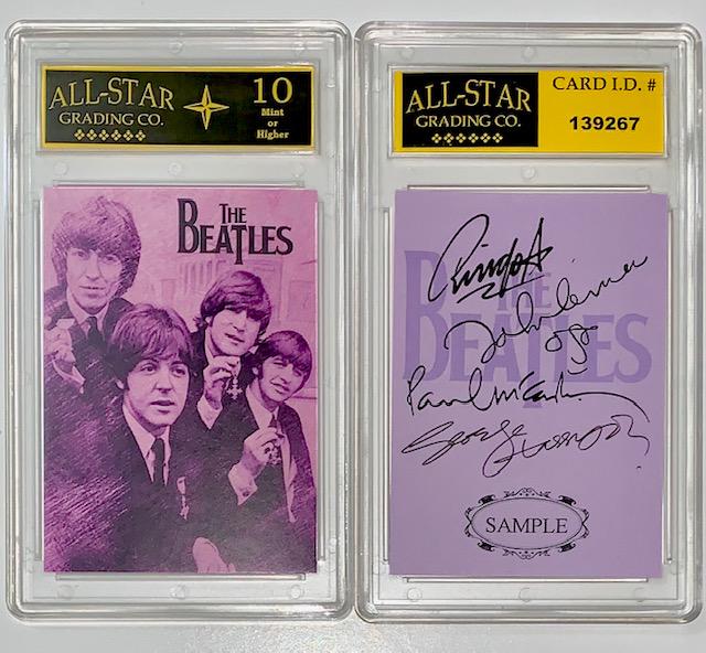 The BEATLES Facsimile Autographed Brush Art Sample Card: Gem Mint 10 - Facsimile Autographed - Multiple Photos Posted