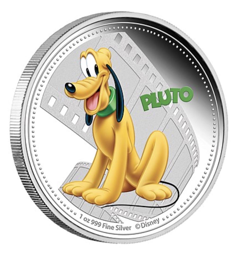 Walt Disney PLUTO 1oz .999 Fine Clad Silver Coin: Encapsulated / Collectible Novelty Disney Item / This Coin Does Not contain any Precious Metal Value / This is a Silver Clad/Plated Novelty Coin