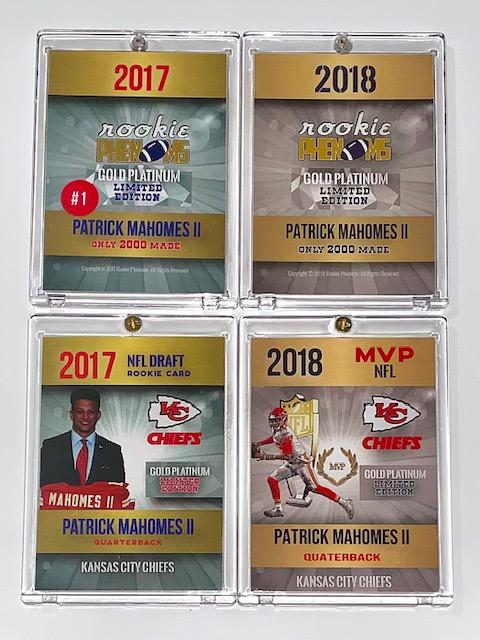 Lot of 2 PATRICK MAHOMES Custom Rookie Football cards: Encased and in Beautiful Condition