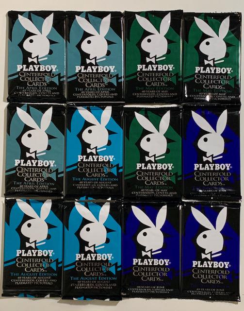 12 Packs PLAYBOY 40yrs of Playmate Centerfold Cards: April/May/June/August - 12 Packs Sealed â€“ Hard to Find â€“ See all Photos