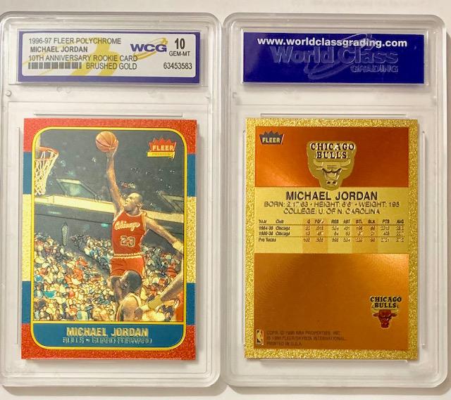 MICHAEL JORDAN Brushed Gold Rookie Basketball Card: Gem Mint 10 Fleer Polychrome Anniversary Card