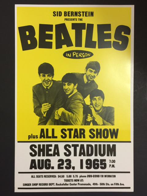 The BEATLES 1965 Shea Stadium Concert Poster: Event Date August 23 rd 1965 / Shea Stadium / 12 x 18 / Not Period Original / Sold as a Decorative Poster