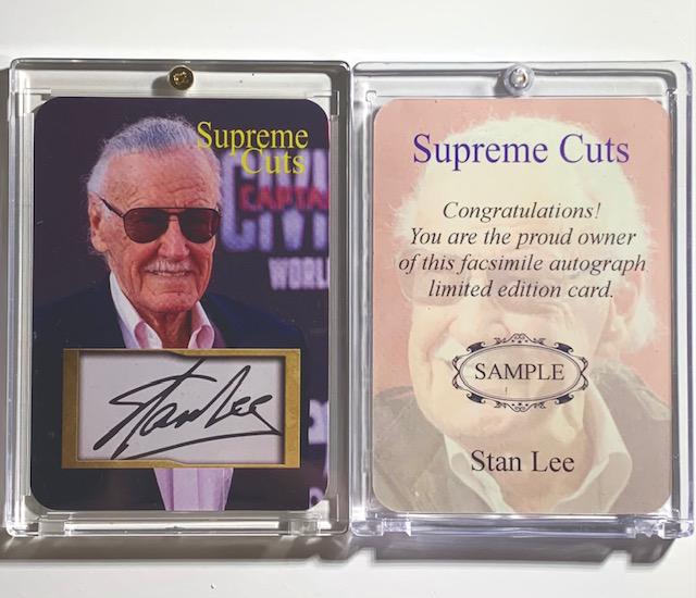STAN LEE Pre-Production Signed SAMPLE Card: Supreme Cuts SAMPLE Pre-Production Facsimile Autographed Card / Beautiful Condition / Encased