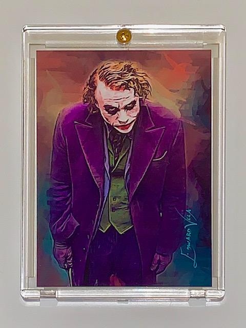 Artist Signed Batman Heath Ledger JOKER Print Art Card: Hand Signed by Artist / Encased / Multiple Photos Posted