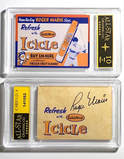 ROGER MARIS Gem 10 Advertising Baseball Card: Gold Mine Icicle