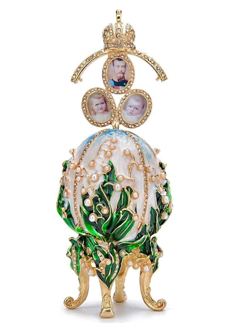 FABERGE St. Petersburgh Russian Enameled Egg: This is an Awesome Studded & Enameled Russian Faberge Inspired Egg with a Magnetic Russian Monument Inside - It is in Never Displayed Condition â€“ Multiple Photos Posted