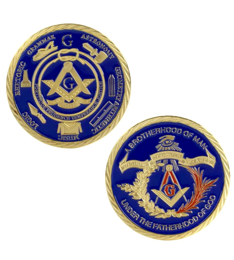 1oz Gold Clad Enameled Gold Clad Masonic Coin: Brotherhood of Man Freemason Encapsulated Coin â€“ See all Photos