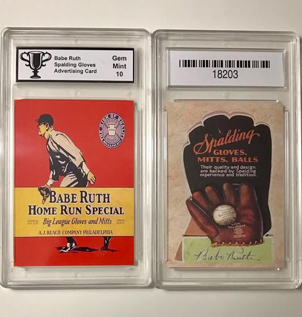 BABE RUTH Baseball Glove Advertising Baseball Card: SPALDING GLOVES / Gem Mint 10 / Great Card