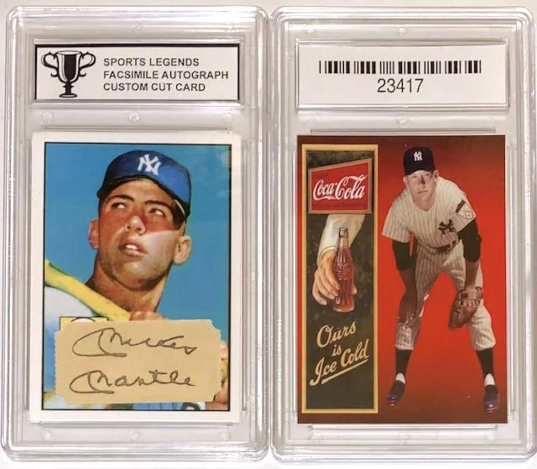 Rare Mickey Mantle Promo Signed Coca-Cola Rookie Card: Gem 10 â€“ 2-Sided Sports Legends Custom Cut Mickey Mantle Baseball Card â€“ Facsimile Autographed Rookie on Front and Coca-Cola Advertising on Back â€“ Hard to Find â€“ Great Cros