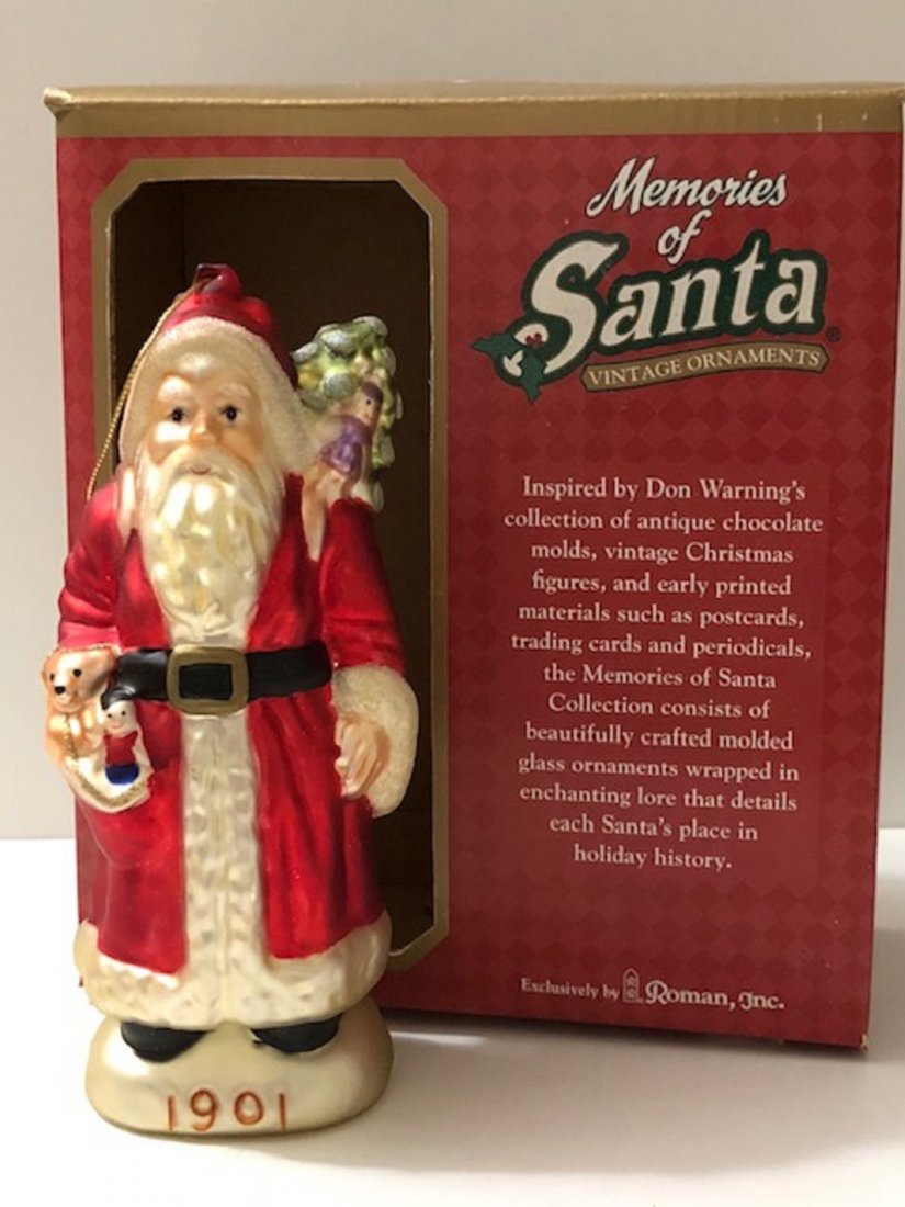 1901 Memories of Santa Blown Glass Christmas Ornament: 6 Inches Tall - Never Removed from the Original Box for Use - See all Photos