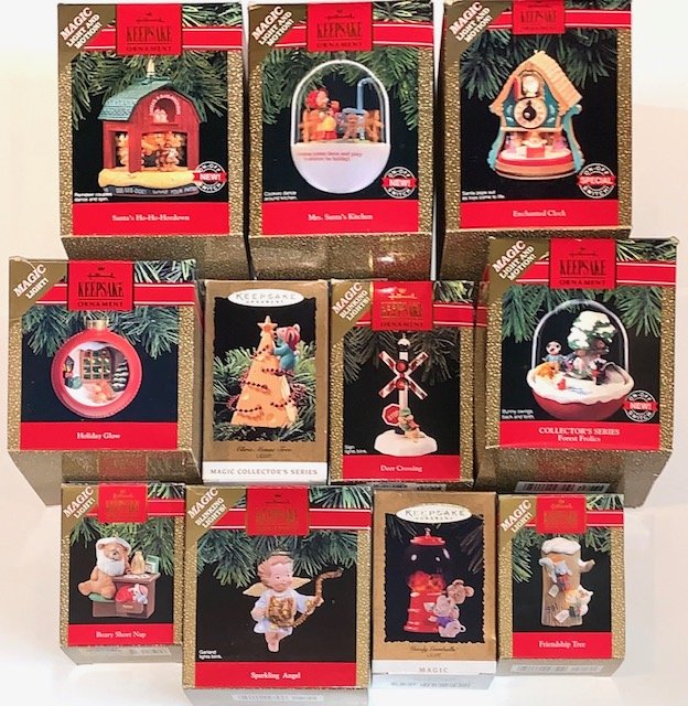 Lot of 11 Magic Motion and Lights Christmas Ornaments: Group G - Meticulous Owner - Estate Find - These were all Pre-Owned but We have not opened or tested these - Sold as Found