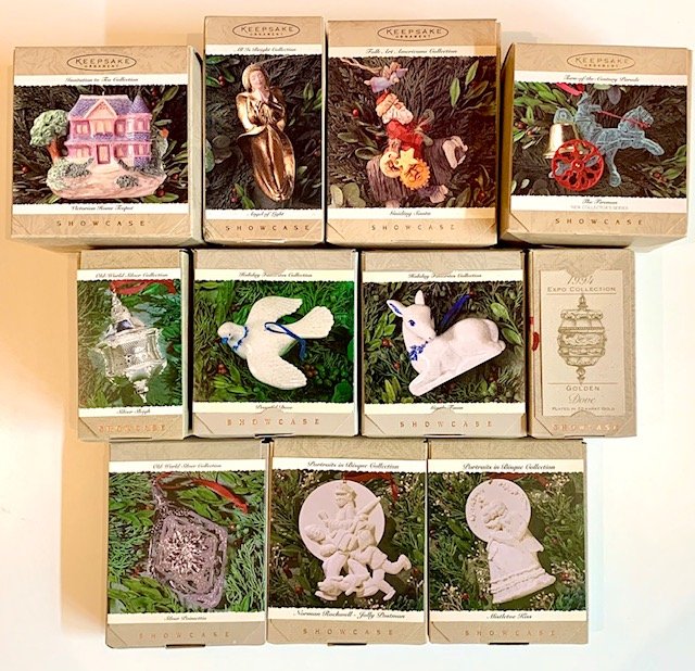 VTG Lot of 11 Showcase Collection Christmas Ornaments: Group D - Meticulous Owner - Estate Find - These were all Pre-Owned but We have not opened or tested these - Sold as Found