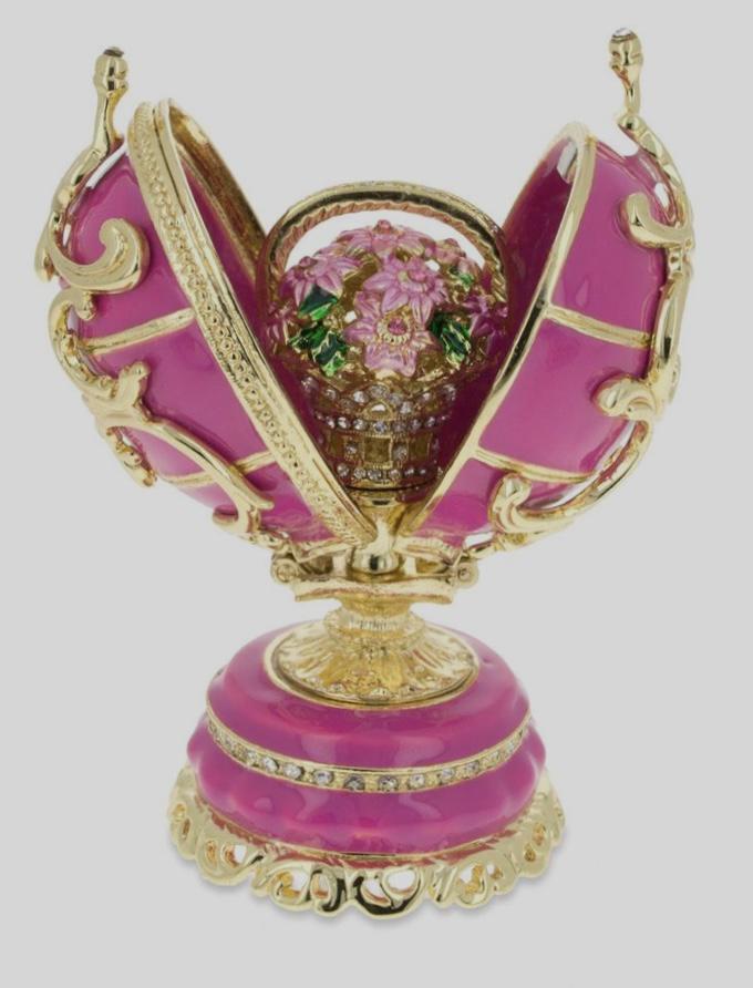 FABERGE Russian Spring Flowers Enameled & Studded Egg: Stunning Russian Made Faberge Inspired Egg - Multiple Photos Posted