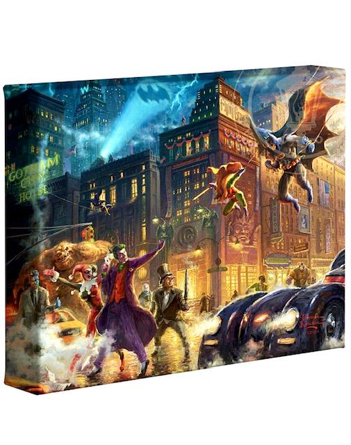 Genuine Thomas Kinkade Batman & Robin Canvas Art w/COA: DC Comics â€“ Batman & Robin Save Gotham City - Comes Stretched on Wood Frame - Never Hung - Like New with COA from the Studios of Thomas Kinkade - 10 x 8