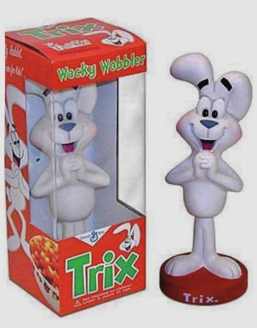Collectible Retired VTG Toy Funko Wacky Wobbler in Box: TRIX Cereal / Never Displayed / Awesome Advertising and Toys Cross Collectible