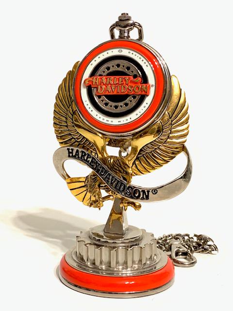 Genuine HARLEY-DAVIDSON Pocket Watch Stand with Chain: FXDWG Dyna Wide Glide â€“ Comes with Original Base and Chain / Great Piece / Must See all Photos to Appreciate