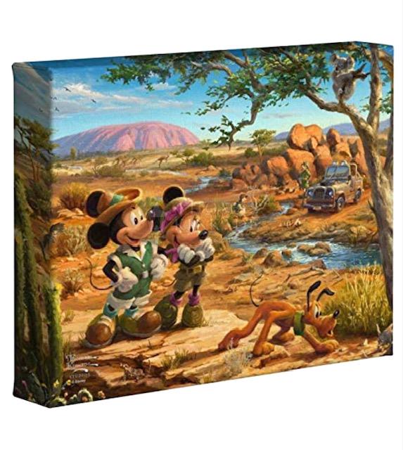 Thomas Kinkade Mickey & Minnie Safari Canvas Art COA: Walt Disneyâ€™s Mickey Mouse, Minnie Mouse & Pluto on Safari - Comes Stretched on Wood Frame - Never Hung - Like New Authentic Piece of Art with COA from the Studios of Thomas Kinkade - 10 x 8