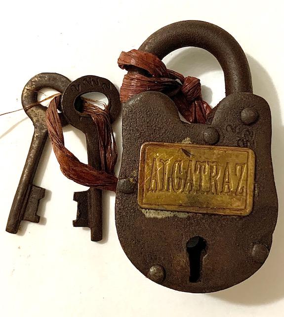 ALCATRAZ Prison Working Padlock with Original Keys: Great Piece / Original Keys / Functioning / Great Patina / This is not an original / It is being sold as a Collectible Reproduction