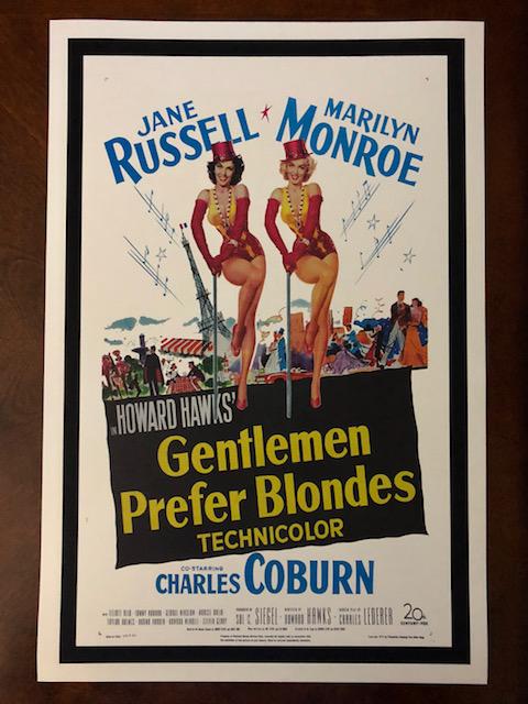 MARILYN MONROE Gentlemen Prefer Blondes Movie Poster: Classic Movie / 12 x 18 / Not Period Original / Sold as a Decorative Poster