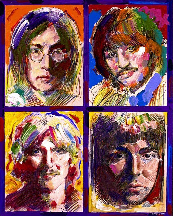 The Beatles Print Art on Canvas by PETER MAX: 16 x 20 / Does Not Come Framed / Shipped in a Mailing Tube / This is a Print with No Real Dollar Value / This is purely a Decorative Print / Not an Original Oil