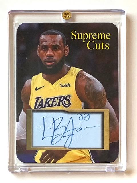 LEBRON JAMES Pre-Production Sample Basketball Card: Supreme Cuts SAMPLE Pre-Production Facsimile Autographed Basketball Card / Beautiful Condition / Encased