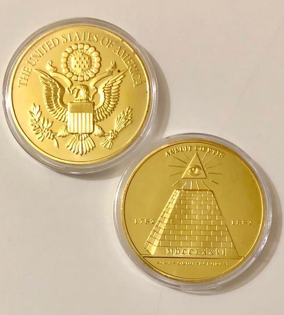 1oz Gold Clad Masonic Seeing Eye of Providence Coin: Encapsulated â€“ This is a Novelty Gold Plated Coin containing No Precious Metals â€“ This should not be purchased as an investment â€“ It is simply a collectible novelty item