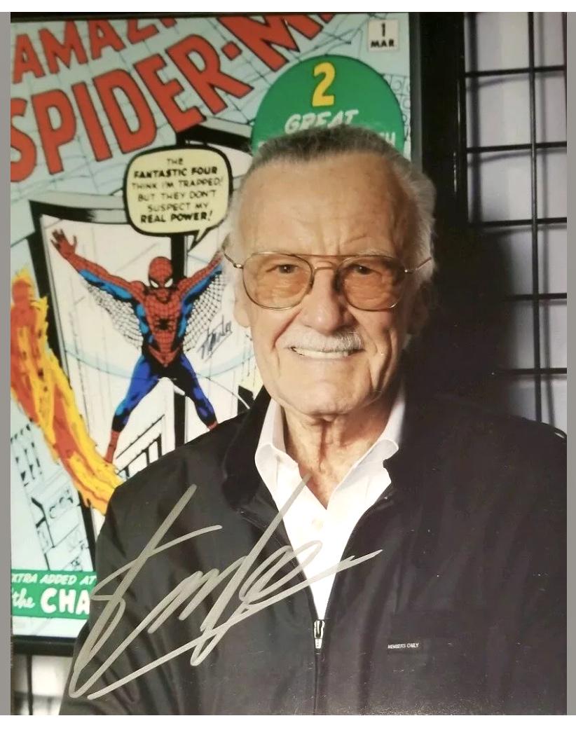 STAN LEE Marvel Comics 8 x 10 Autographed Photo: STAN LEE - This is a Facsimile Autographed Reprint Photograph - Measurements 8 x 10 â€“ NOT HAND SIGNED