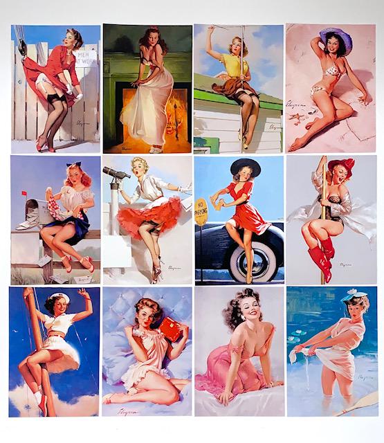 Lot of 12 GIL ELVGREN Risque Pinup Girl Art Postcards/B: These Postcards Depict the Art of a Renowned Pin Up Girl Artist / They are Not Period Original and All Postcards are Unwatermarked and in Excellent Condition / Group B
