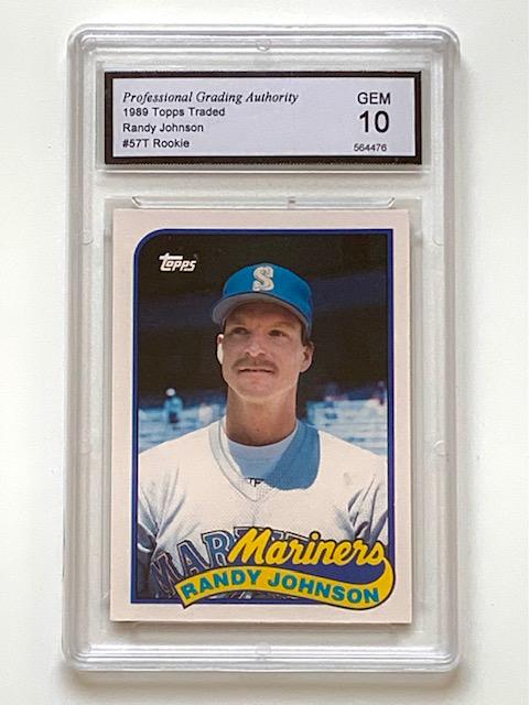1989 Topps RANDY JOHNSON 1 st Rookie Baseball Card: 1 st Rookie Card / 1989 Topps Traded â€“ Gem Mint 10