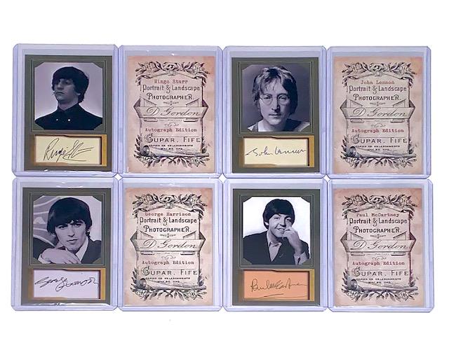 Lot of 4 The BEATLES Cut Signature Studio Portrait Crds: This Lot Features Early Images of The Beatles with Authentic Cut Facsimile Signatures of each of them / These are NOT Hand Signed
