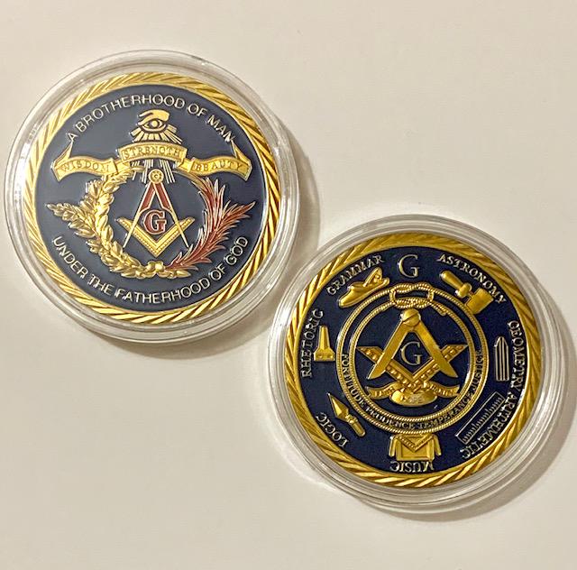 1oz Gold Clad Enameled Masonic Coin: Encapsulated - Brotherhood of Man Freemason Novelty Coin â€“ See all Photos - This is a Novelty Gold Plated Novelty Coin containing No Precious Metals
