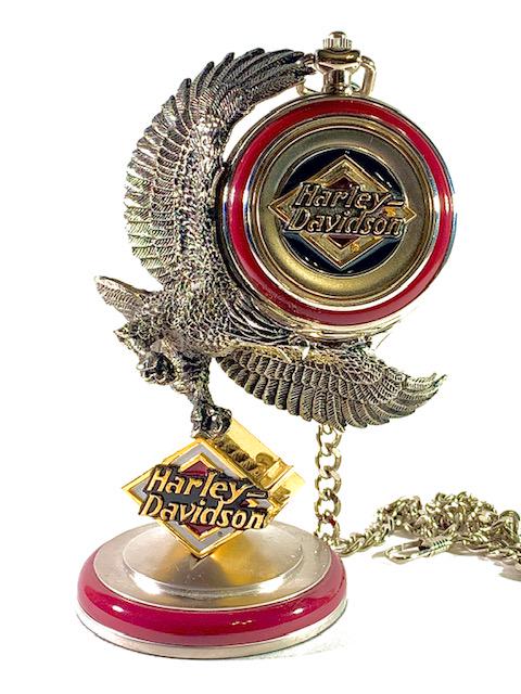 Genuine HARLEY-DAVIDSON Pocket Watch Stand with Chain: ELECTRA-GLIDE / Comes with Original Base and Chain / Great Piece / Must See all Photos to Appreciate