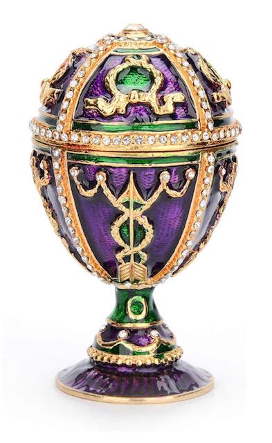 FABERGE St. Petersburgh Russia Jeweled & Enameled Egg: This is Absolutely a Gorgeous Jeweled & Enameled Russian Faberge Inspired Egg â€“ It is in Never Displayed Condition â€“ Multiple Photos Posted