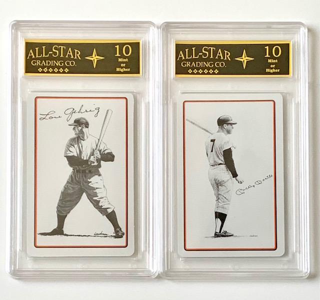 Rare Vintage Mickey Mantle & Lou Gehrig Signed Cards: LOT OF 2 Rare Vintage Mickey Mantle & Lou Gehrig Facsimile Autographed Playing Cards â€“ Gem Mint 10