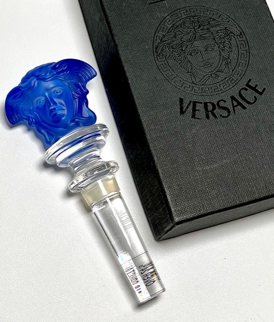 VERSACE Cobalt Crystal Medusa Decanter Bottle Stopper: Never Been Used / Flawless / Stunning Piece / Comes in Original Box