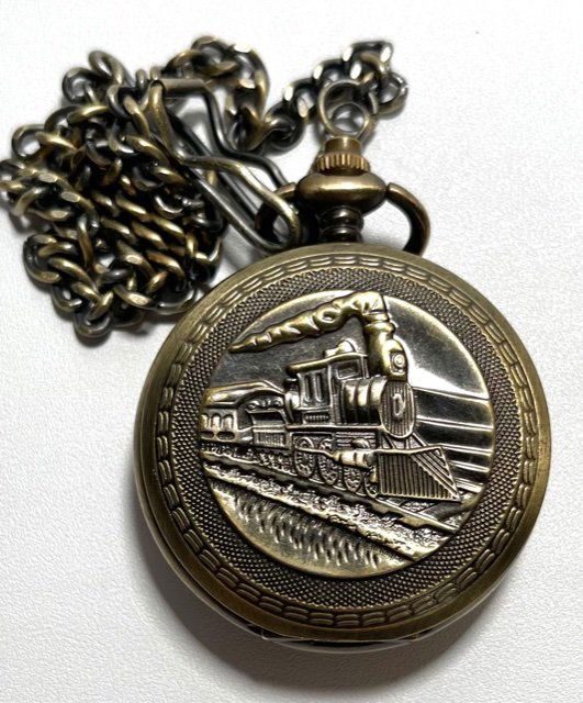 Awesome Signed OMEGA Embossed Train Pocket Watch (1 of 4)