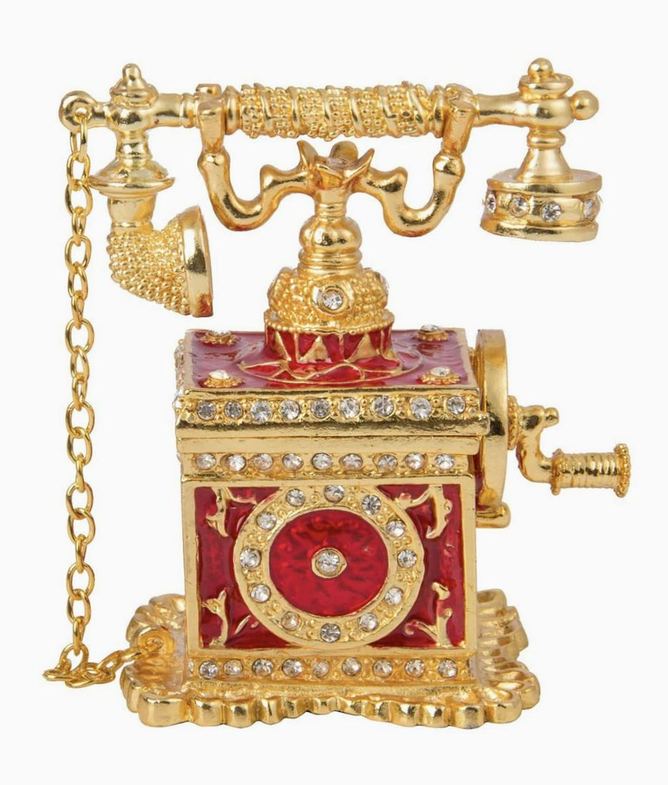 FABERGE Inspired Enameled Antique Telephone Trinket Box (1 of 3)
