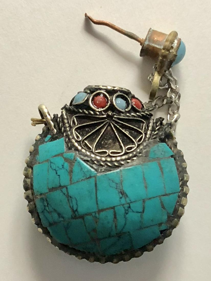 Old Turquoise Inlay Ladies Under Garment Opium Bottle (1 of 2)