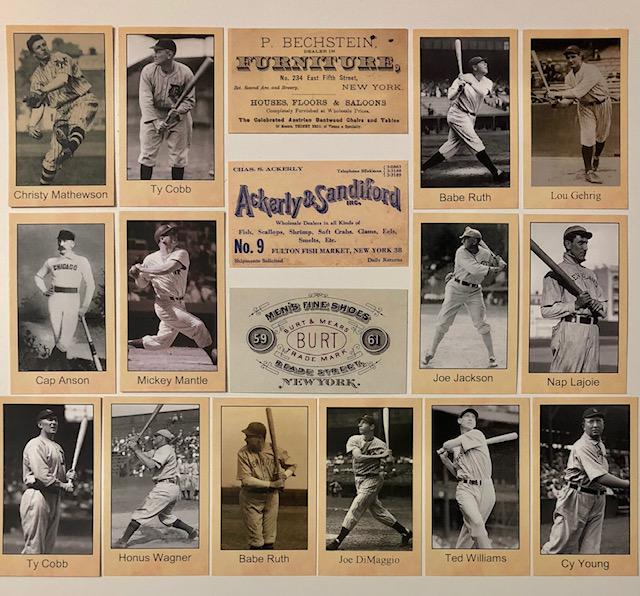 14 Promo Business Card Advertising Baseball Cards: LOT OF 14 / Honus Wagner, Ty Cobb and More / Cards are Un-Marked but are Re-Prints and Sold AS-IS