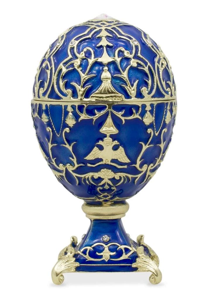 FABERGE Tsarevich Royal Russian Enameled & Jeweled Egg: Stunning Russian Made Faberge Inspired Egg - Multiple Photos Posted
