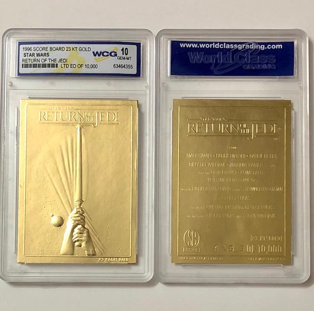 STAR WARS Return of the Jedi Embossed 23k Gold Card: Gem Mint 10 â€“ Merrick Mint 23kt Gold Foiled Trading Card - See all Photos