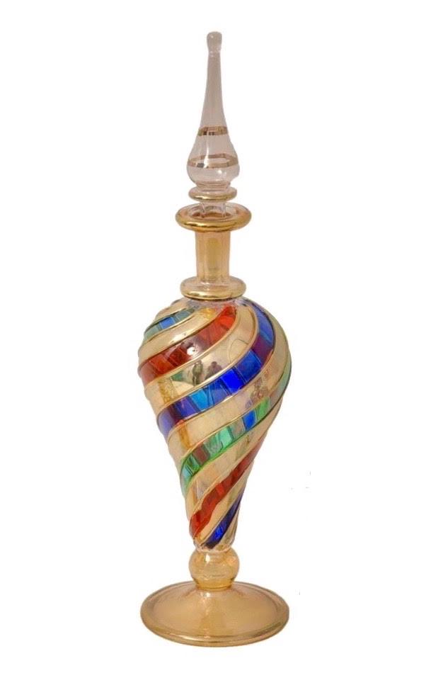 Stunning Multi-Colored Egyptian Blown Glass Perfme Btle: Absolutely a Breathtaking Perfume Bottle in Flawless Condition