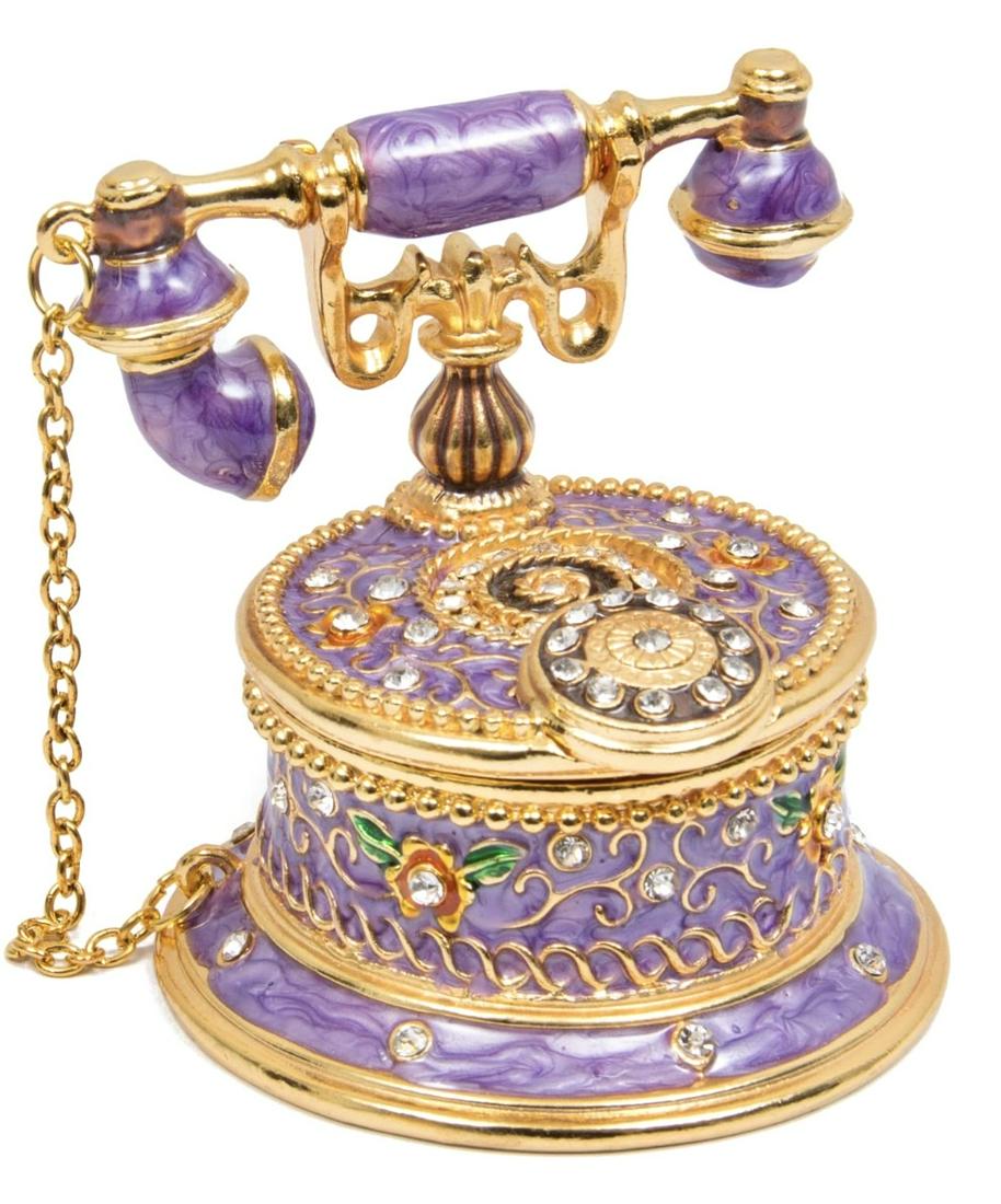 FABERGE Inspired Enameled Antique Telephone Trinket Box (1 of 3)