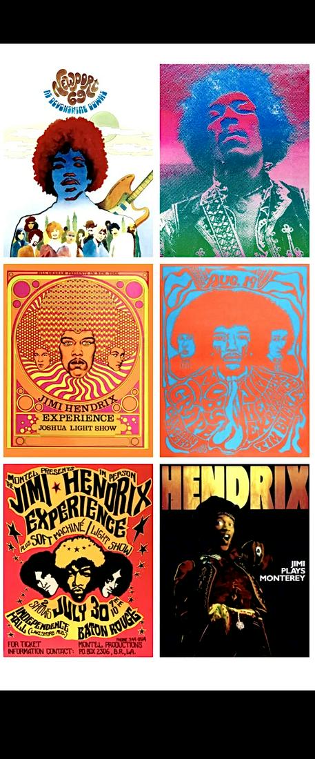 Lot of 6 JIMI HENDRIX 8 x 10 Concert Poster Lithos/A (1 of 1)