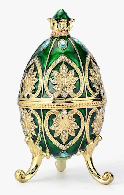 FABERGE Russian Green Enameled & Jeweled Egg (1 of 3)